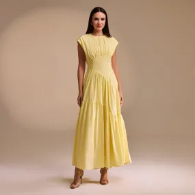 Gathered Waist A-Line Maxi Dress