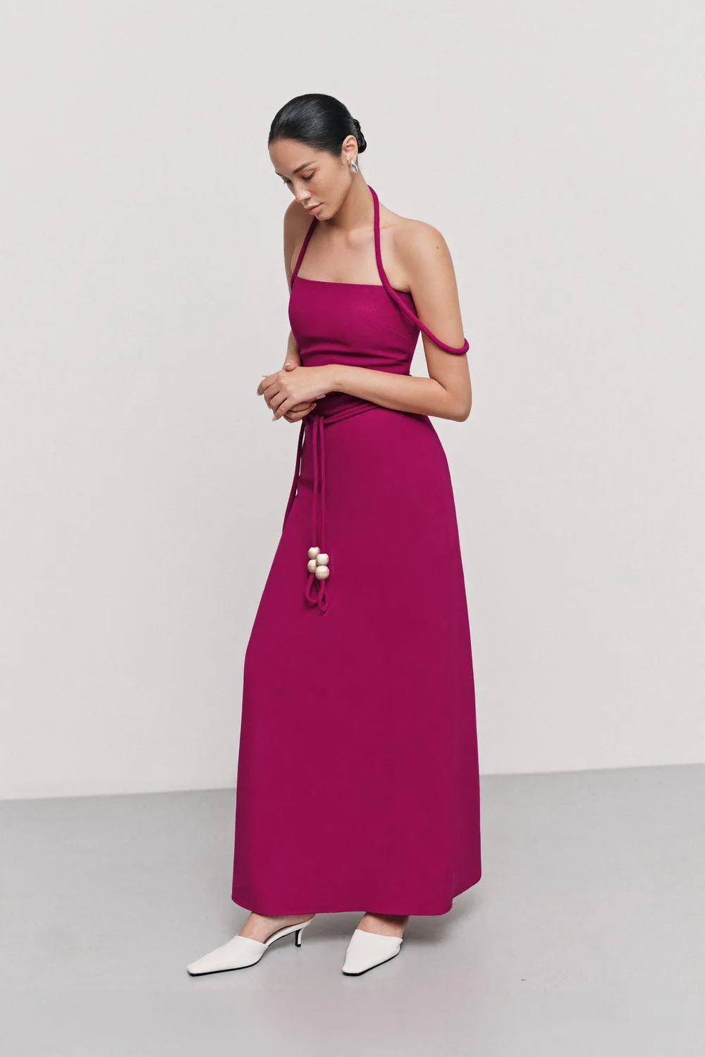 Giang Son A-line Halter Neck Cotton Rayon Floor Length Dress
