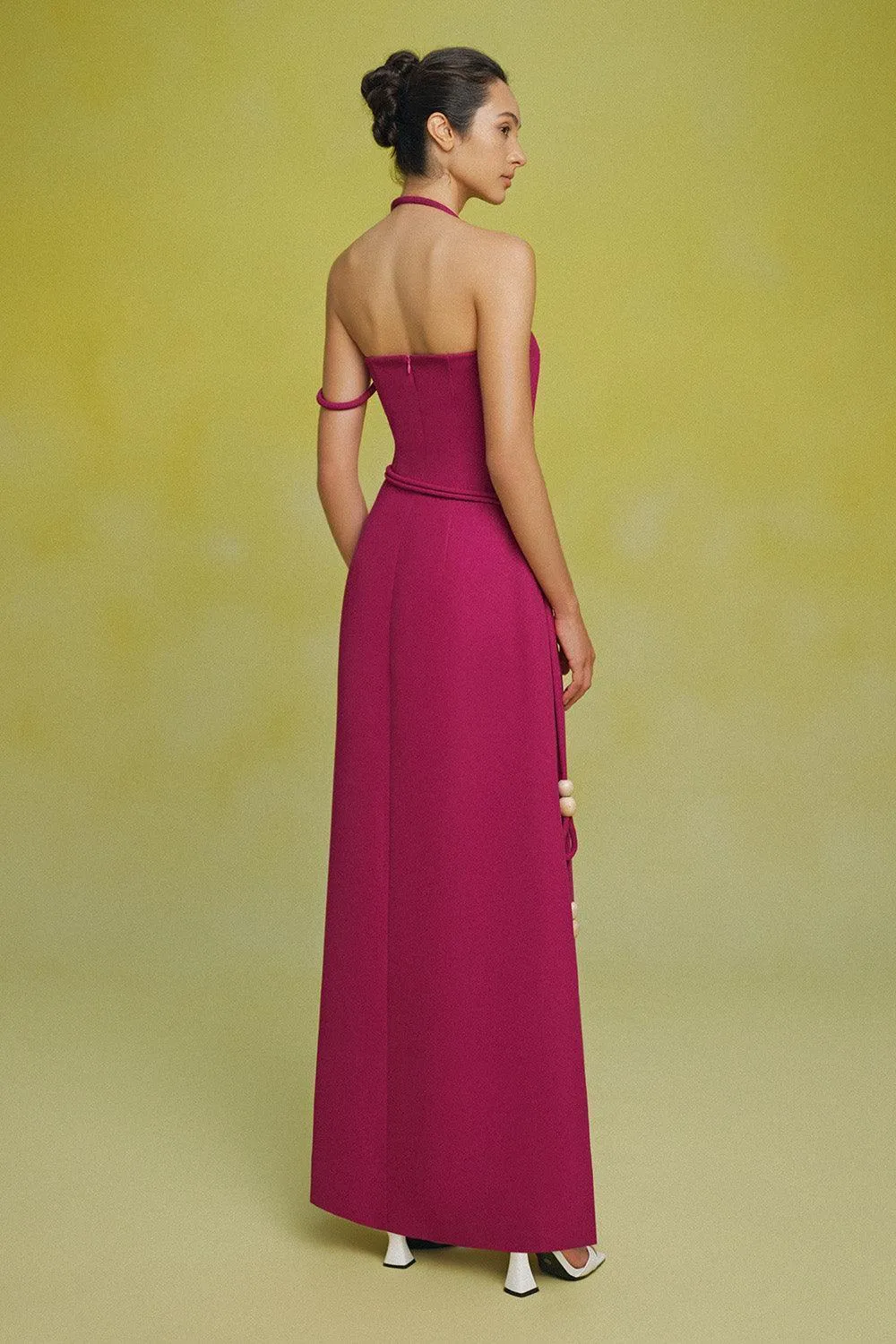 Giang Son A-line Halter Neck Cotton Rayon Floor Length Dress