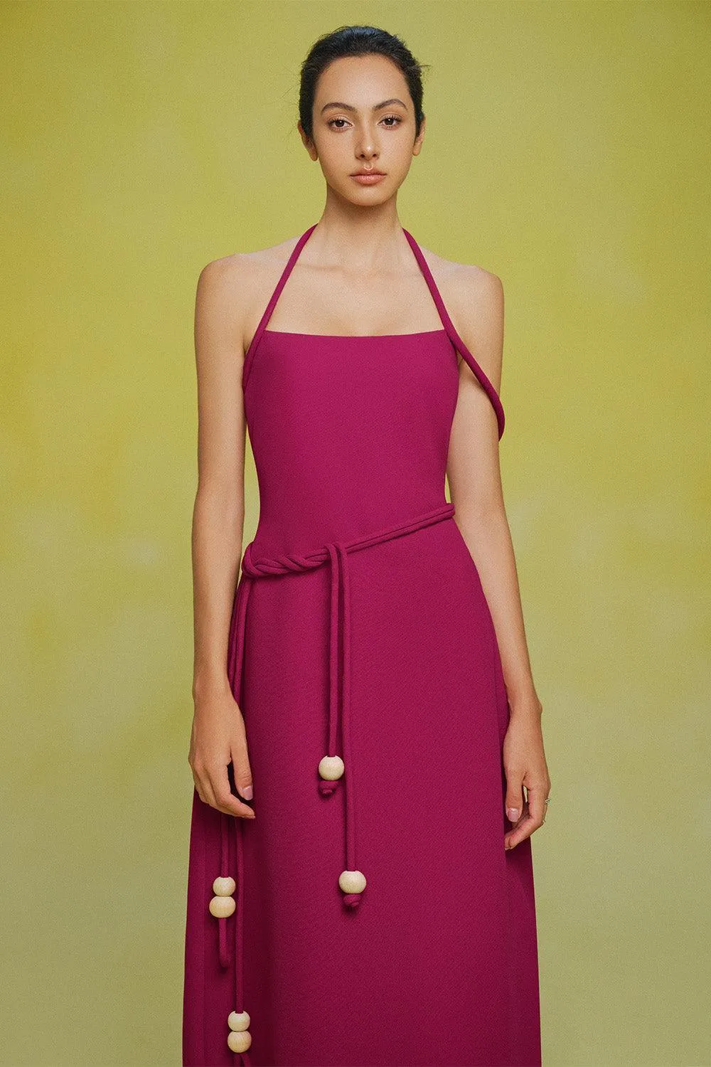 Giang Son A-line Halter Neck Cotton Rayon Floor Length Dress