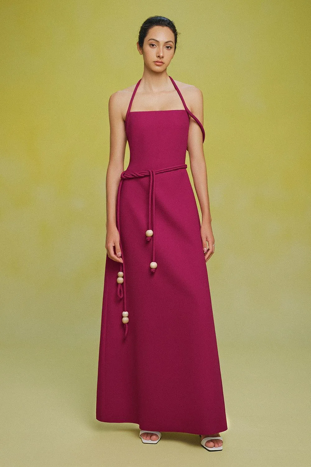 Giang Son A-line Halter Neck Cotton Rayon Floor Length Dress