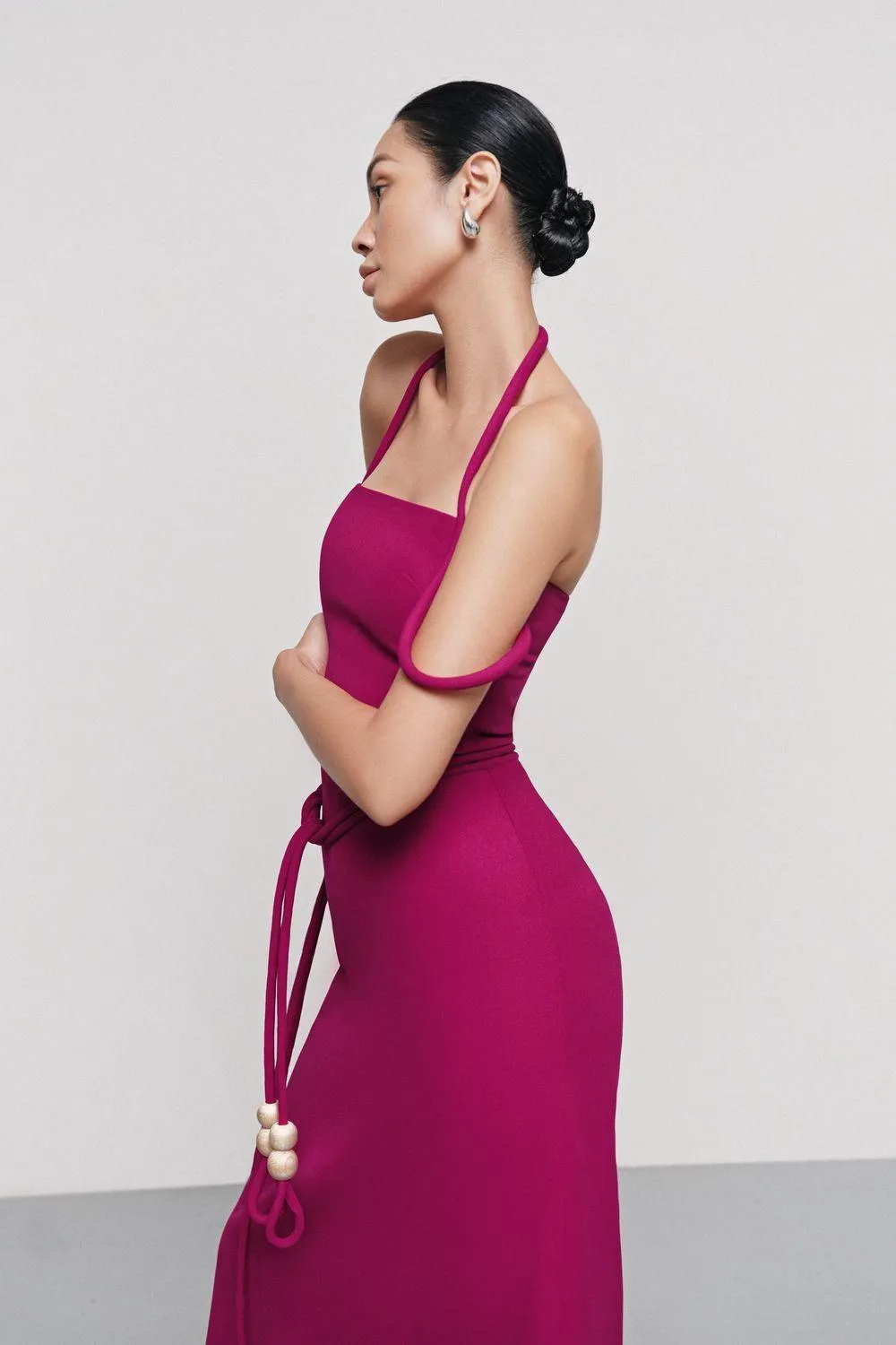 Giang Son A-line Halter Neck Cotton Rayon Floor Length Dress