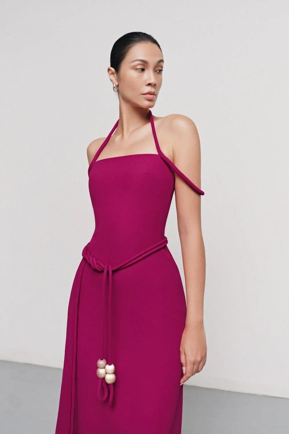 Giang Son A-line Halter Neck Cotton Rayon Floor Length Dress