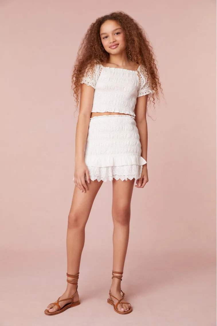 Girls Renette Smocked Skirt