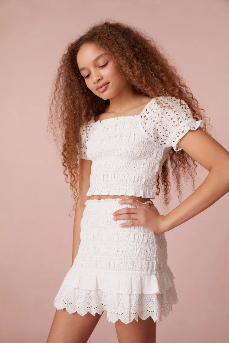 Girls Renette Smocked Skirt