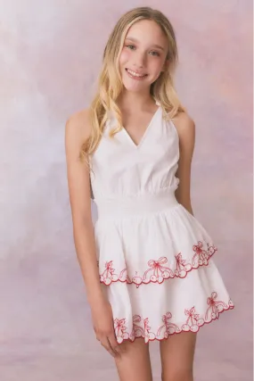 Girls Romille Cherry Embroidered Cotton Dress