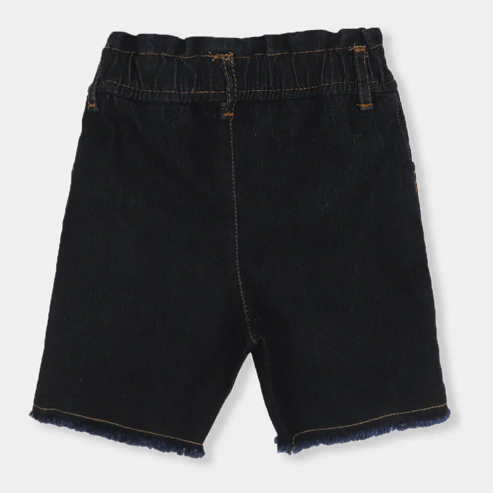 Girls Short Denim Flamingo-Navy Blue