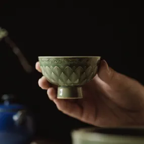 Gohobi Handmade Green Fish-scale Ceramic Tea Cup