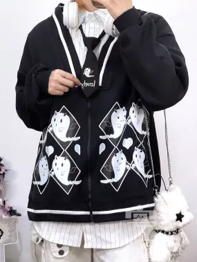 Halloween Gothic Baseball Jacket Little Ghost Coat Blouse