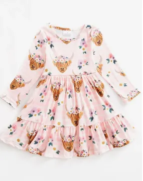 Highlander Cow Flower Dress