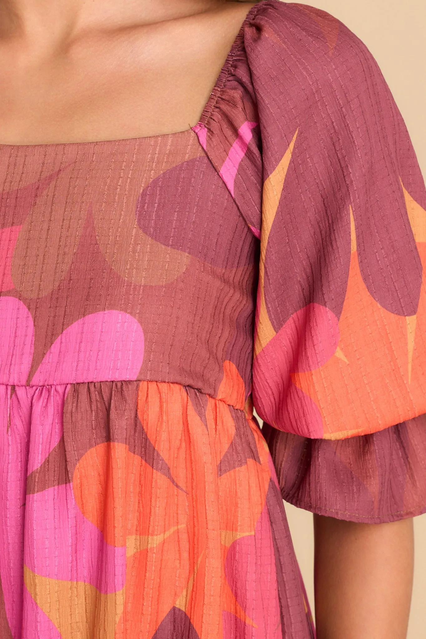 Instinctive Impression Burgundy Floral Print Dress