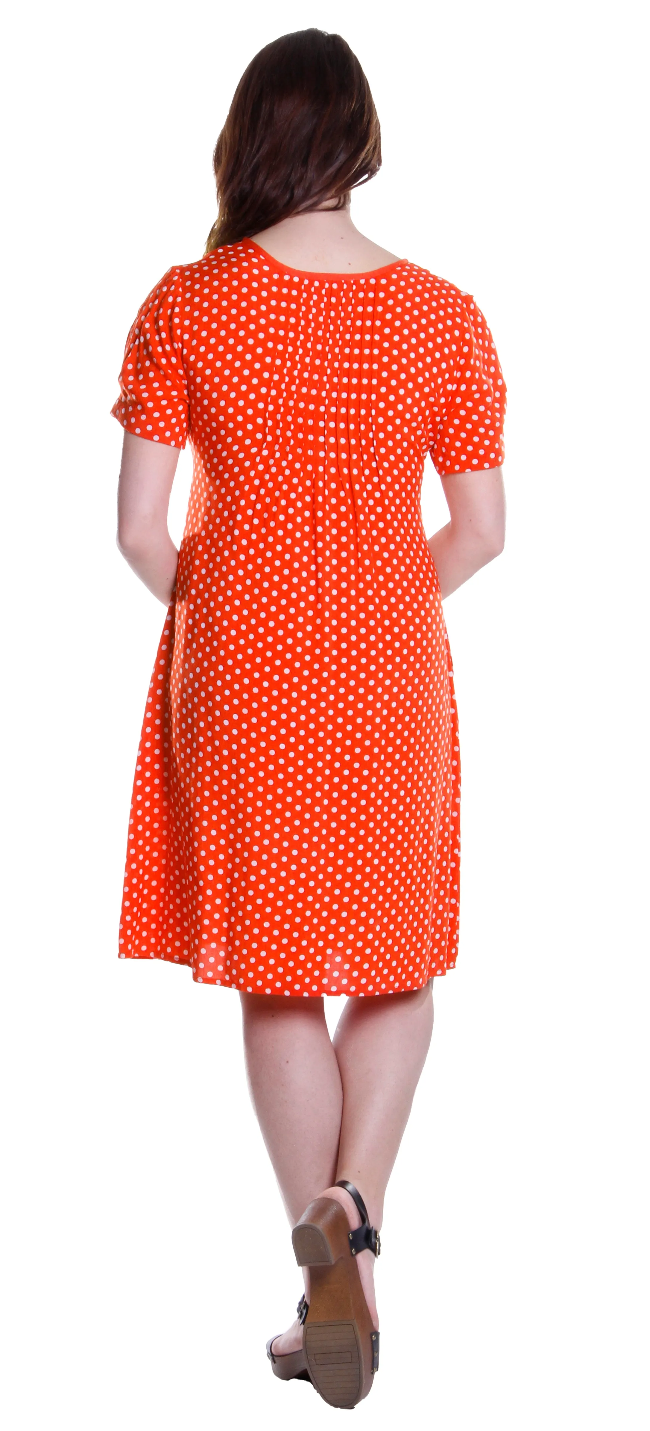 La Cera Short Sleeve Polka Dot Dress