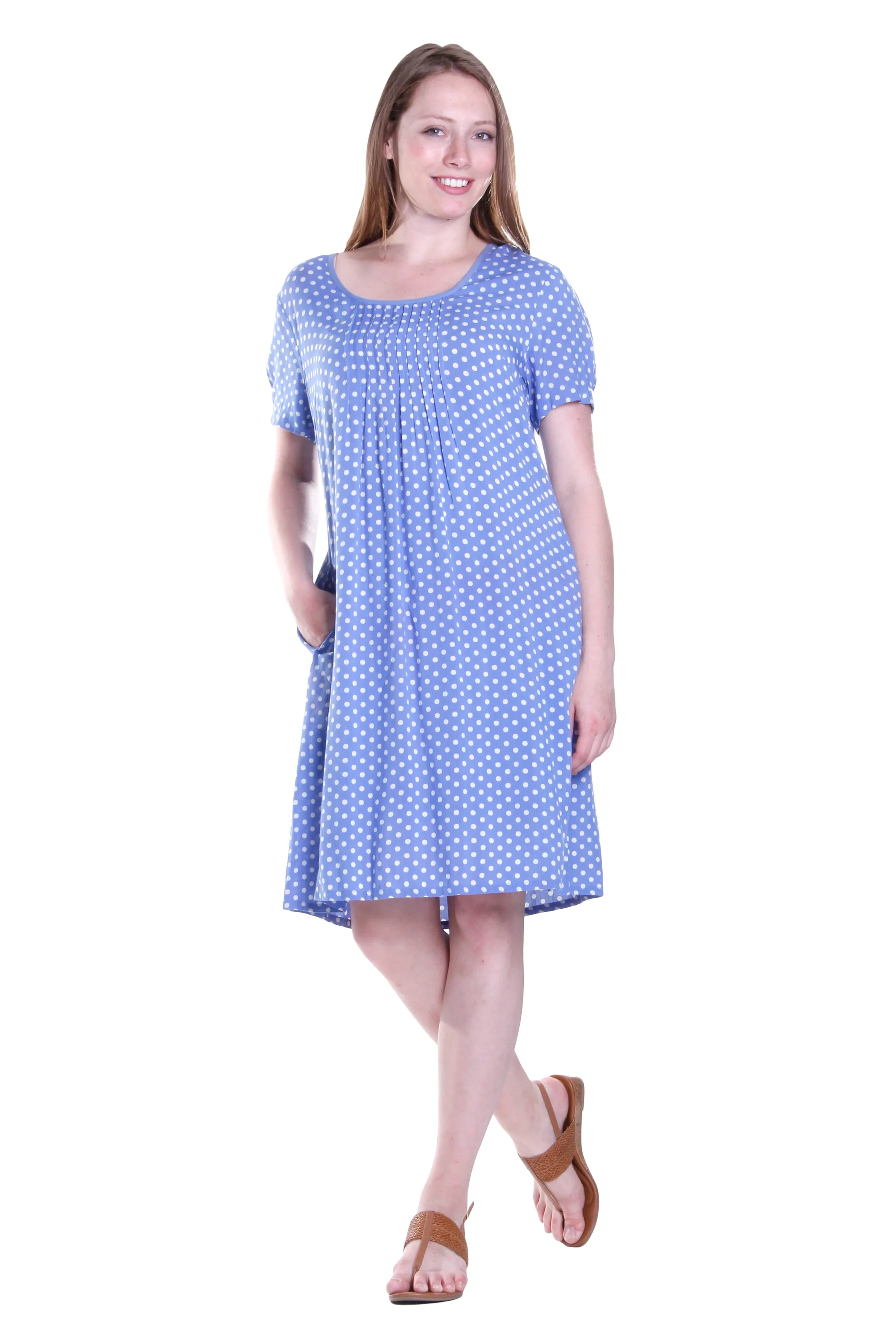 La Cera Short Sleeve Polka Dot Dress