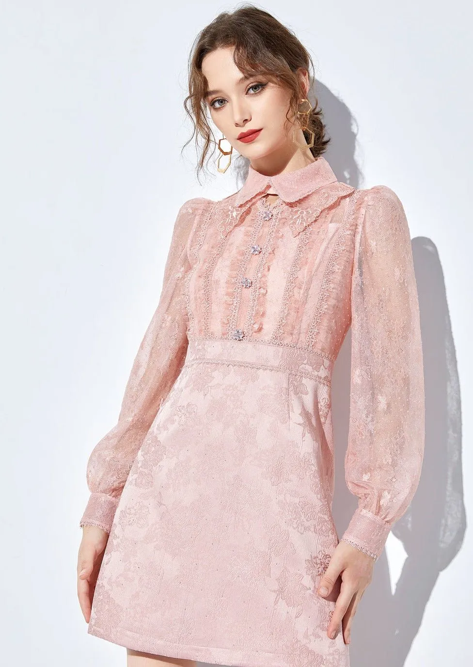 LACE JACQUARD SHIRT DRESS