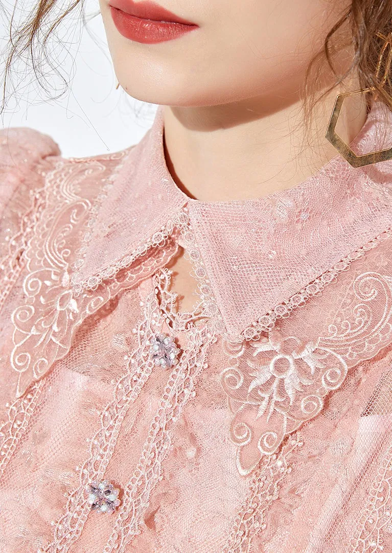 LACE JACQUARD SHIRT DRESS