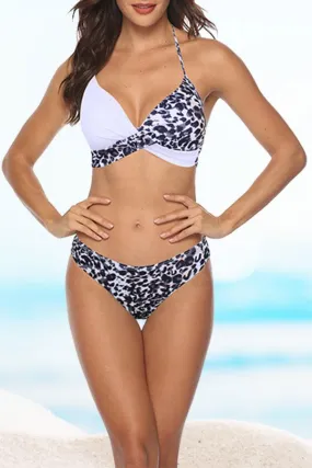 Leopard Print  Feminine Front Wrap Bikini