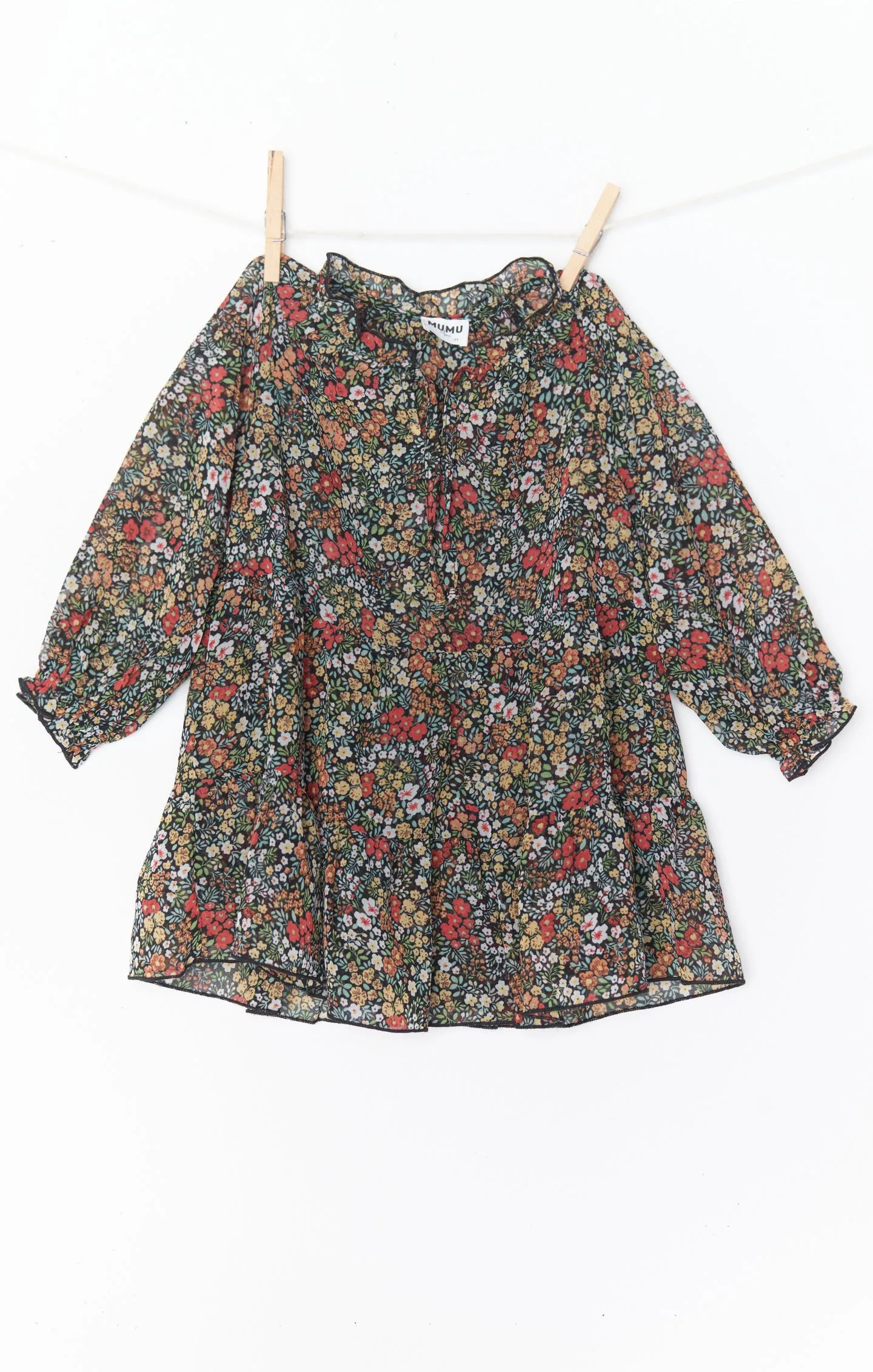 Little Birdie Dress ~ Black Floral