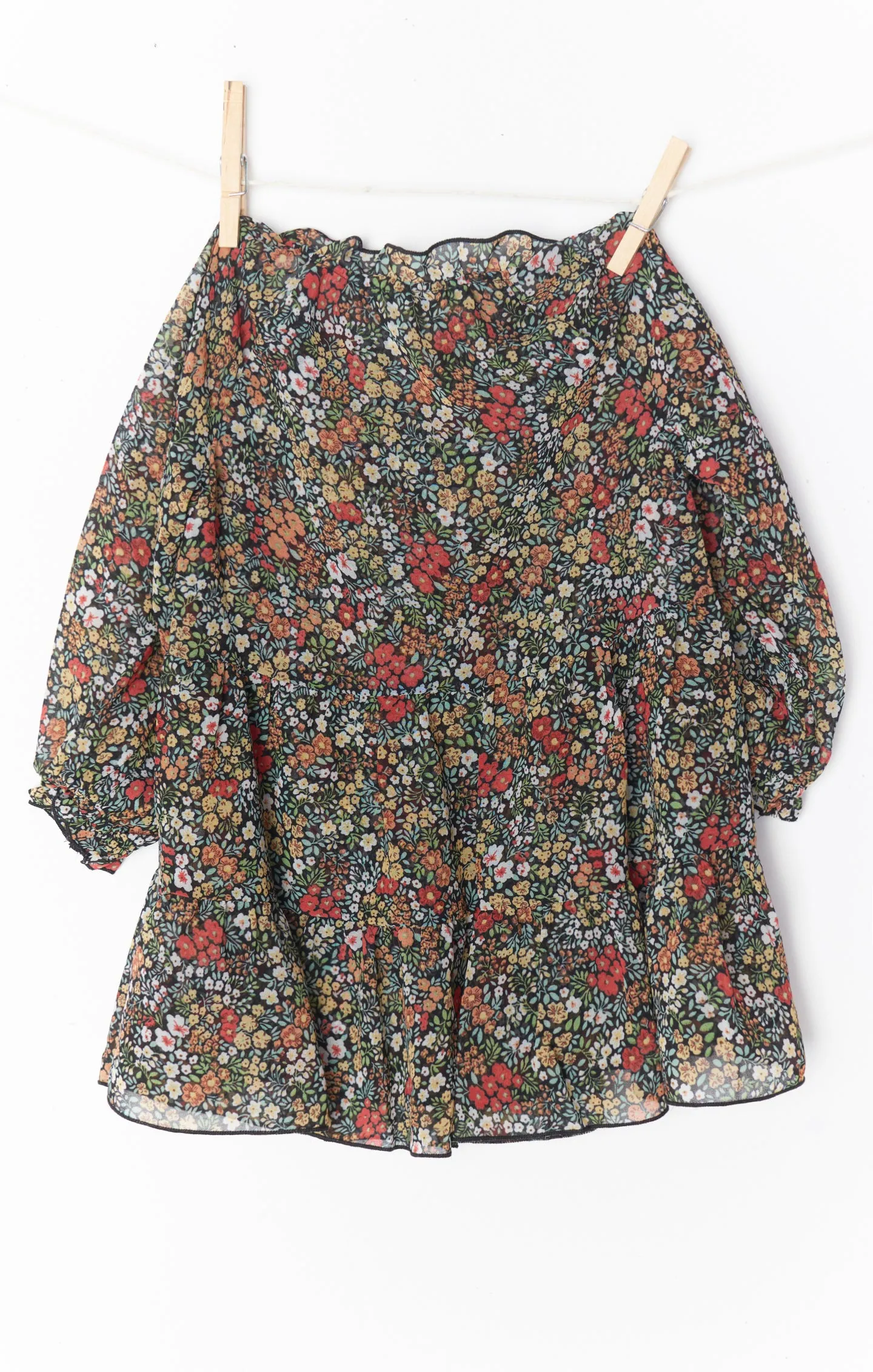 Little Birdie Dress ~ Black Floral