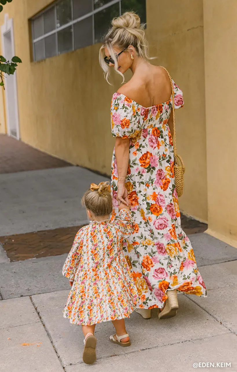 Little Birdie Dress ~ Hillside Stripe Floral