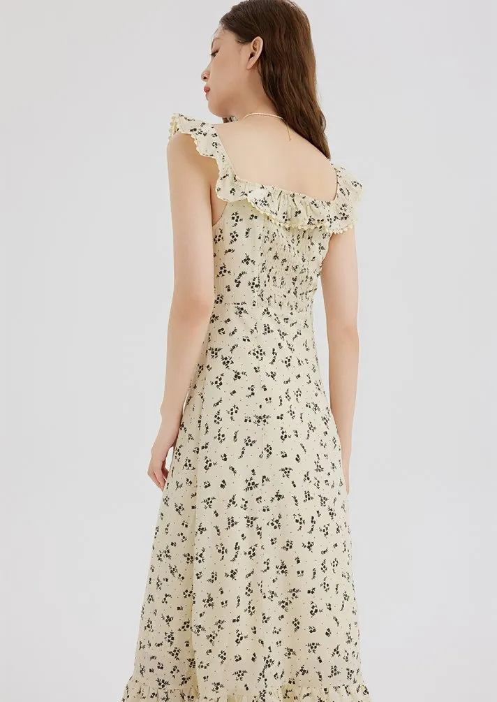 LITTLE BLACK FLORAL RUFFLE DRESS