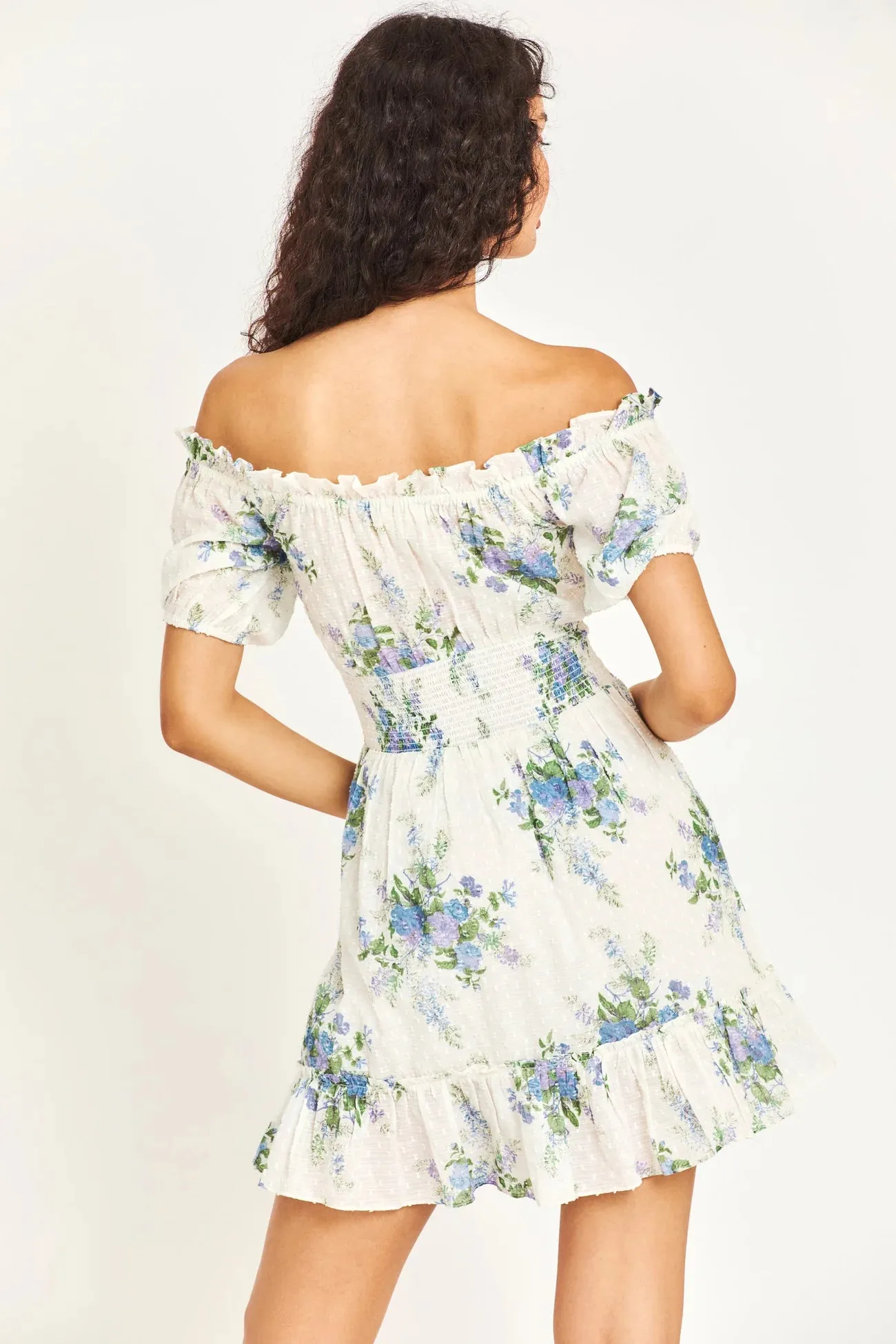 Loveshackfancy Lai Mini Dress in Periwinkle Aqua