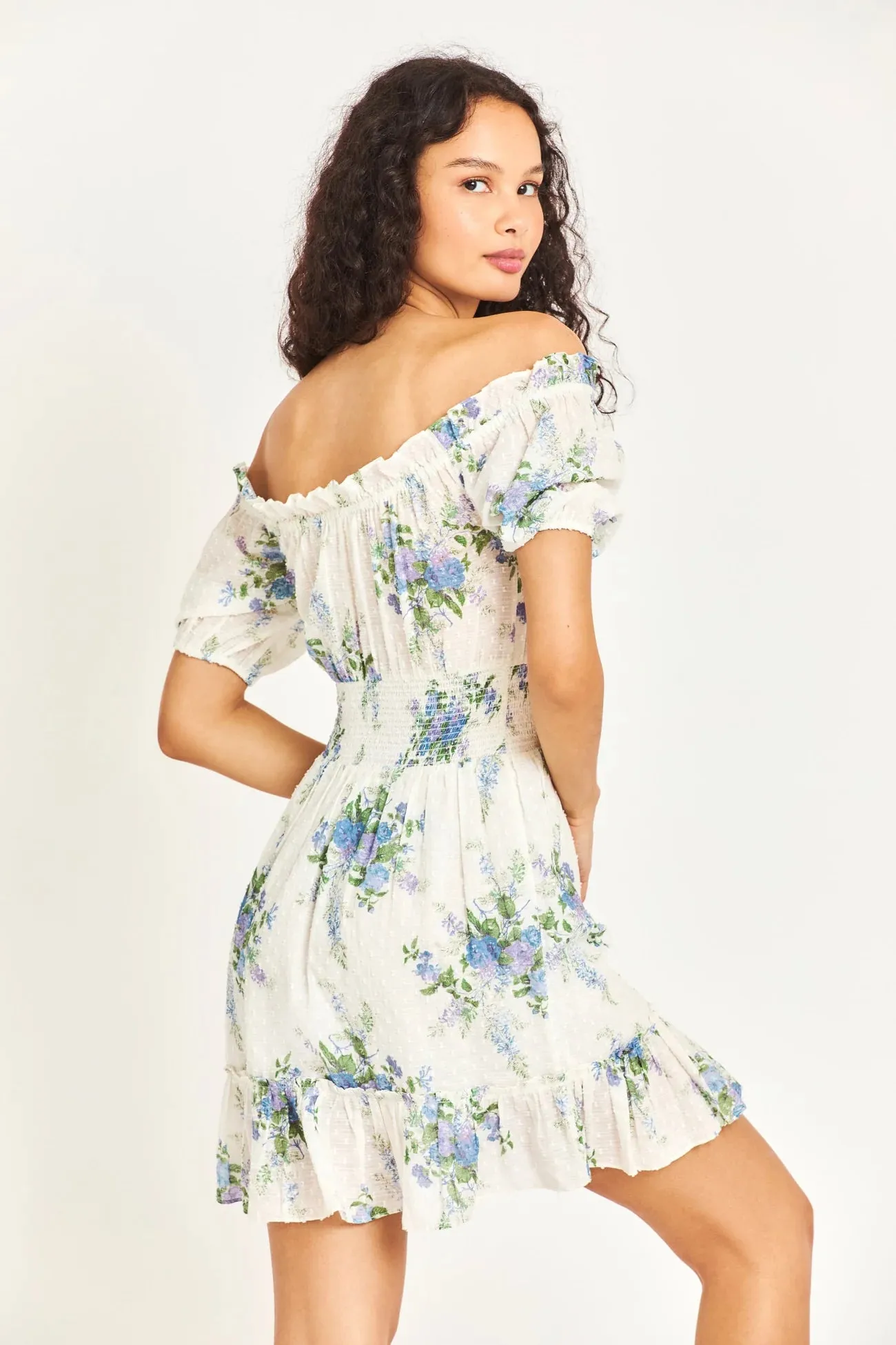 Loveshackfancy Lai Mini Dress in Periwinkle Aqua