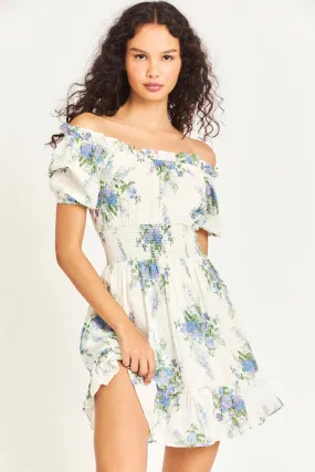 Loveshackfancy Lai Mini Dress in Periwinkle Aqua