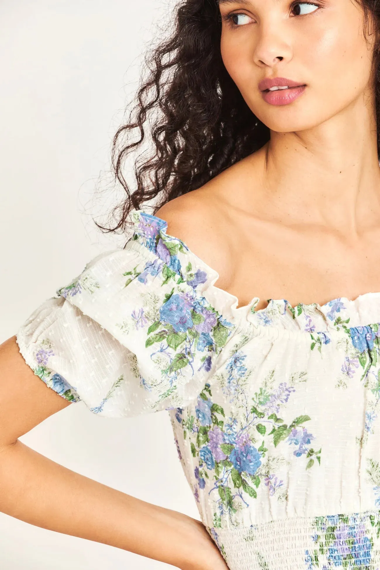Loveshackfancy Lai Mini Dress in Periwinkle Aqua