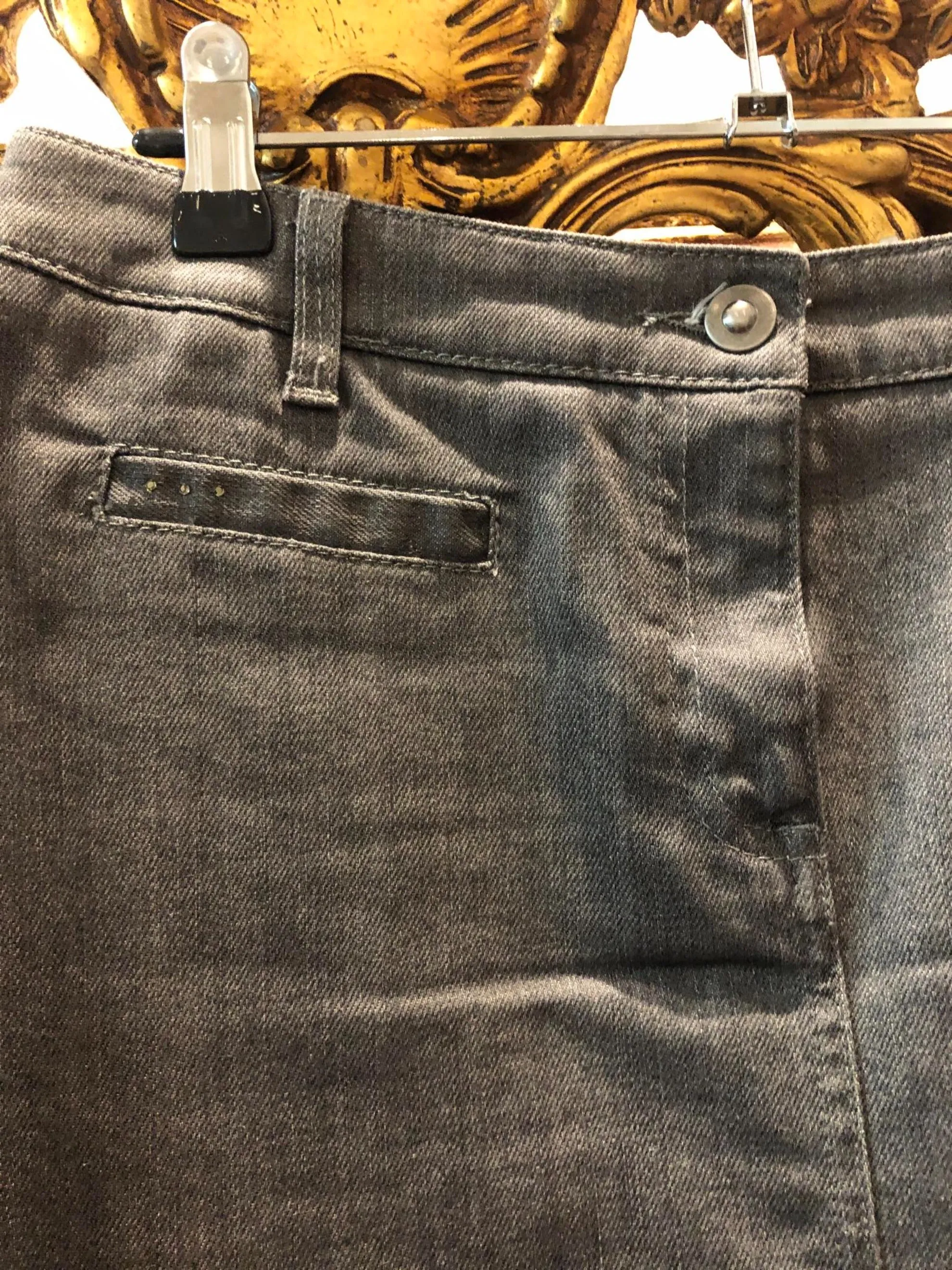 Maison 123 Grey Denim Midi Skirt