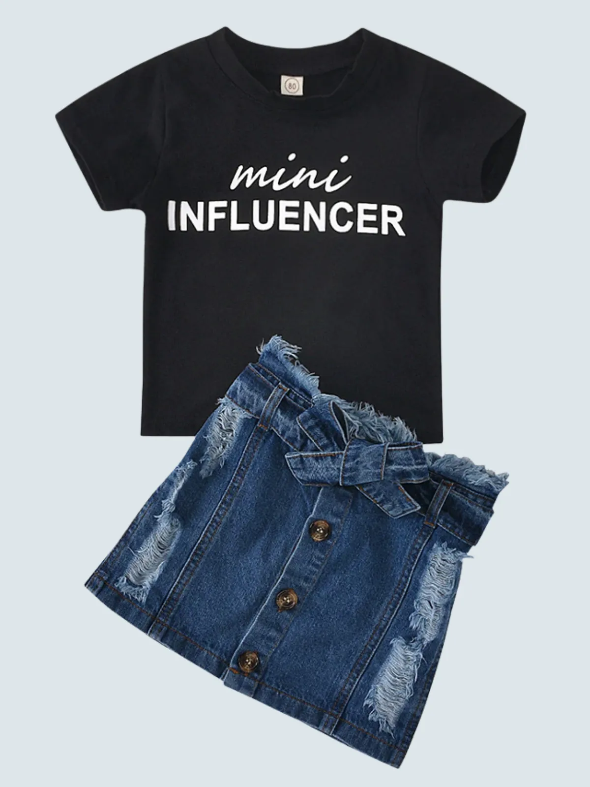 Mini Influencer Belted Denim Skirt Set