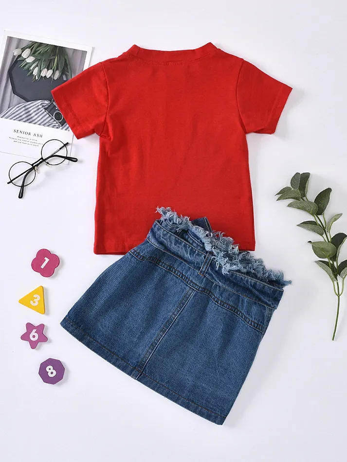 Mini Influencer Belted Denim Skirt Set