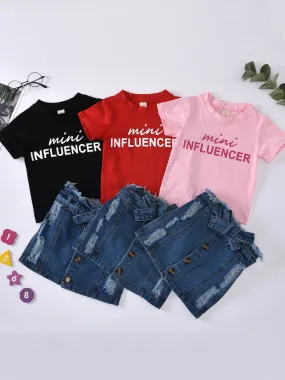 Mini Influencer Belted Denim Skirt Set
