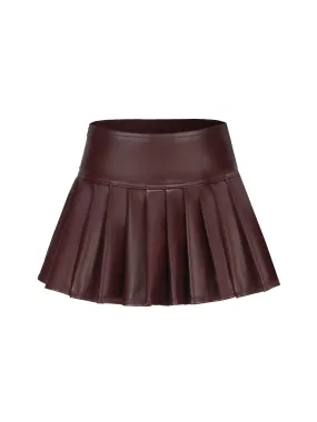 Mirabel Faux Leather Skirt (Brown)