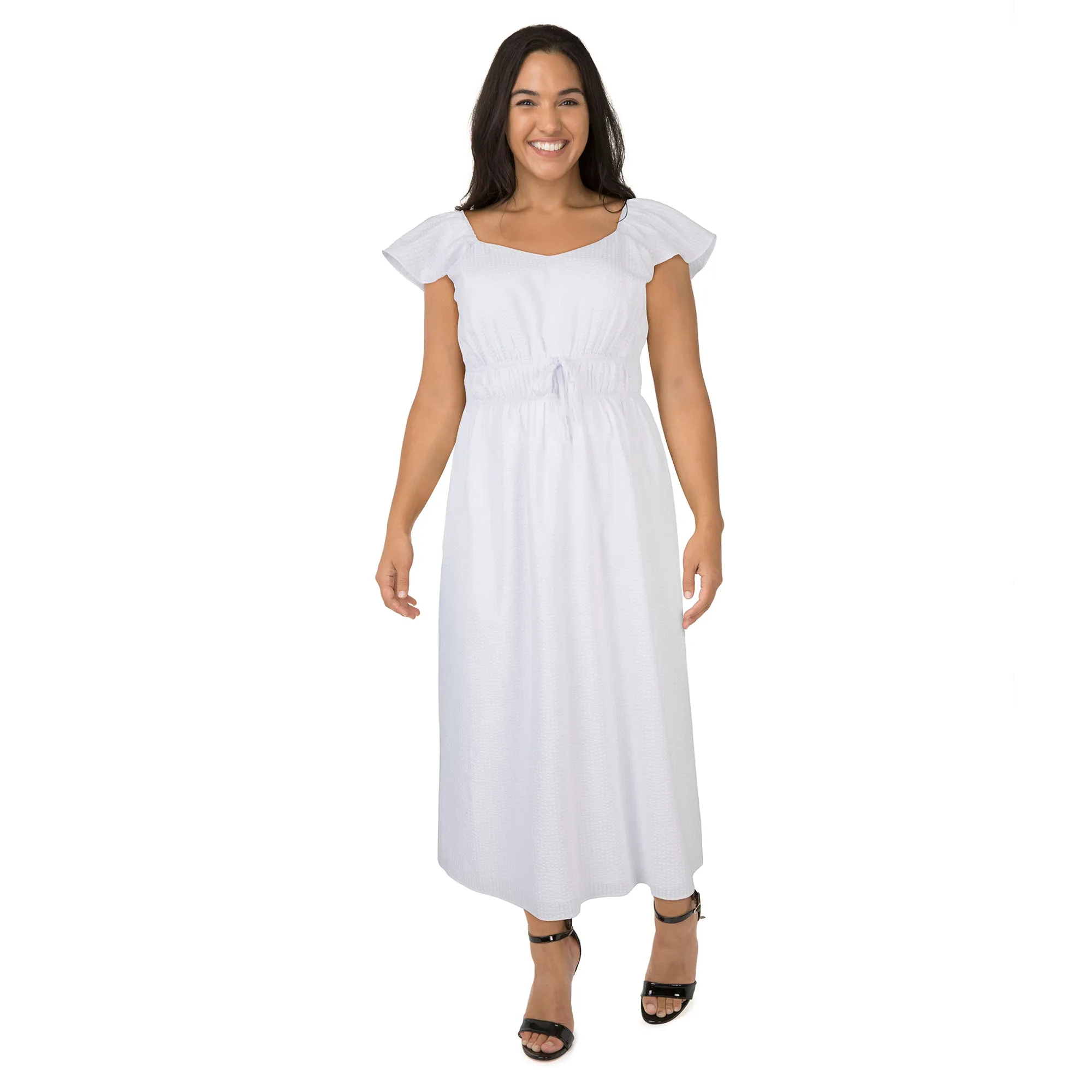 mySTYLE Women's Plus Mykonos Puckered Maxi Dress