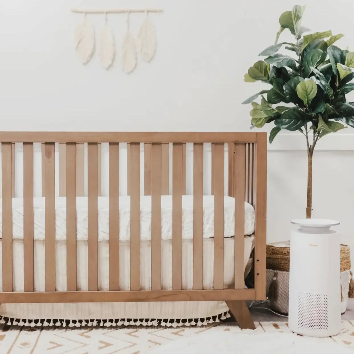 Natural Boho Fringe Crib Skirt