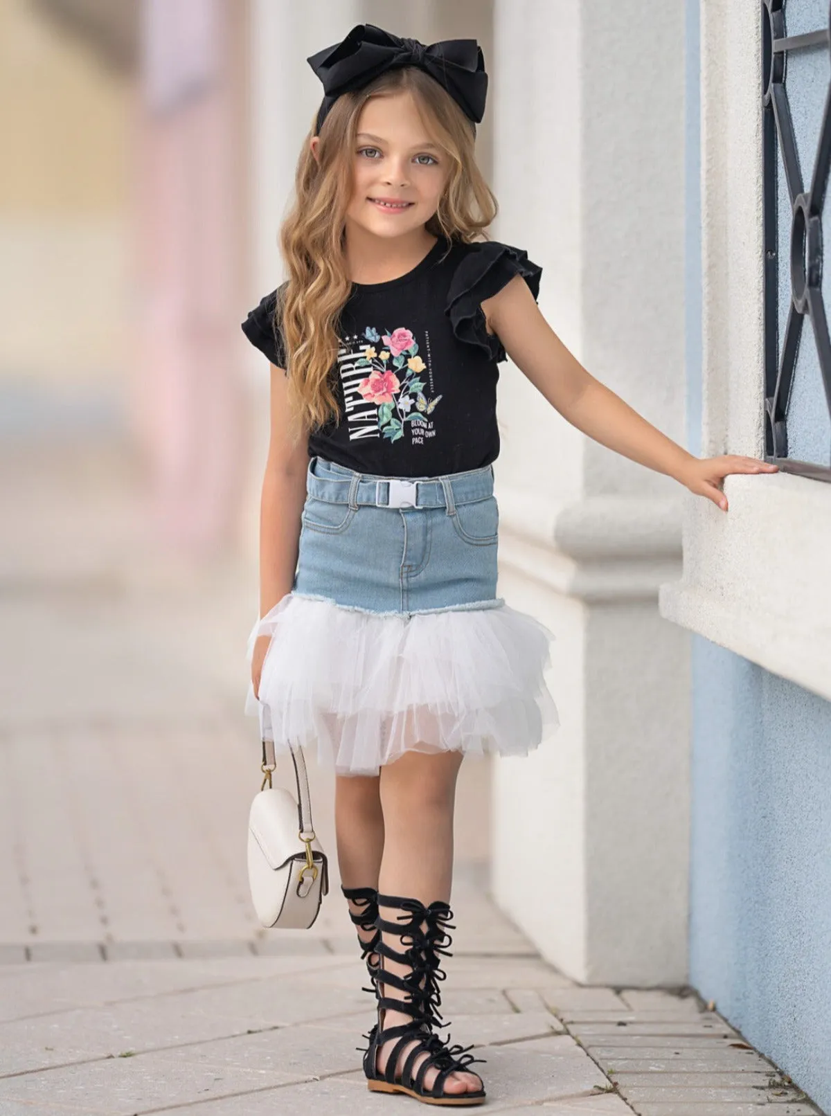 Nature Couture Denim Tulle Skirt Set