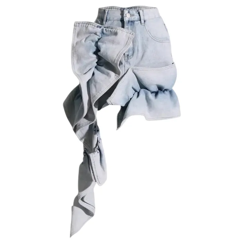 Paige Ruffled Decor Denim Mini Skirt