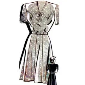 PDF - 1940's Sewing Pattern: Yoked Tea Dress -  Bust 42”(106.7cm) - Instantly Print at Home