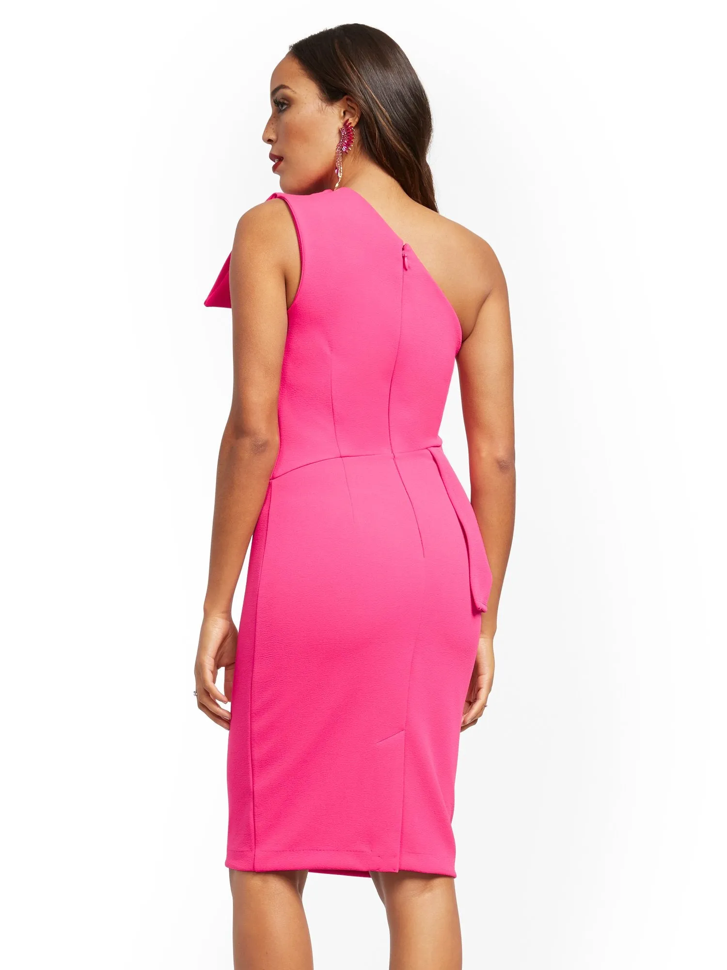 Pink One-Shoulder Sheath Dress