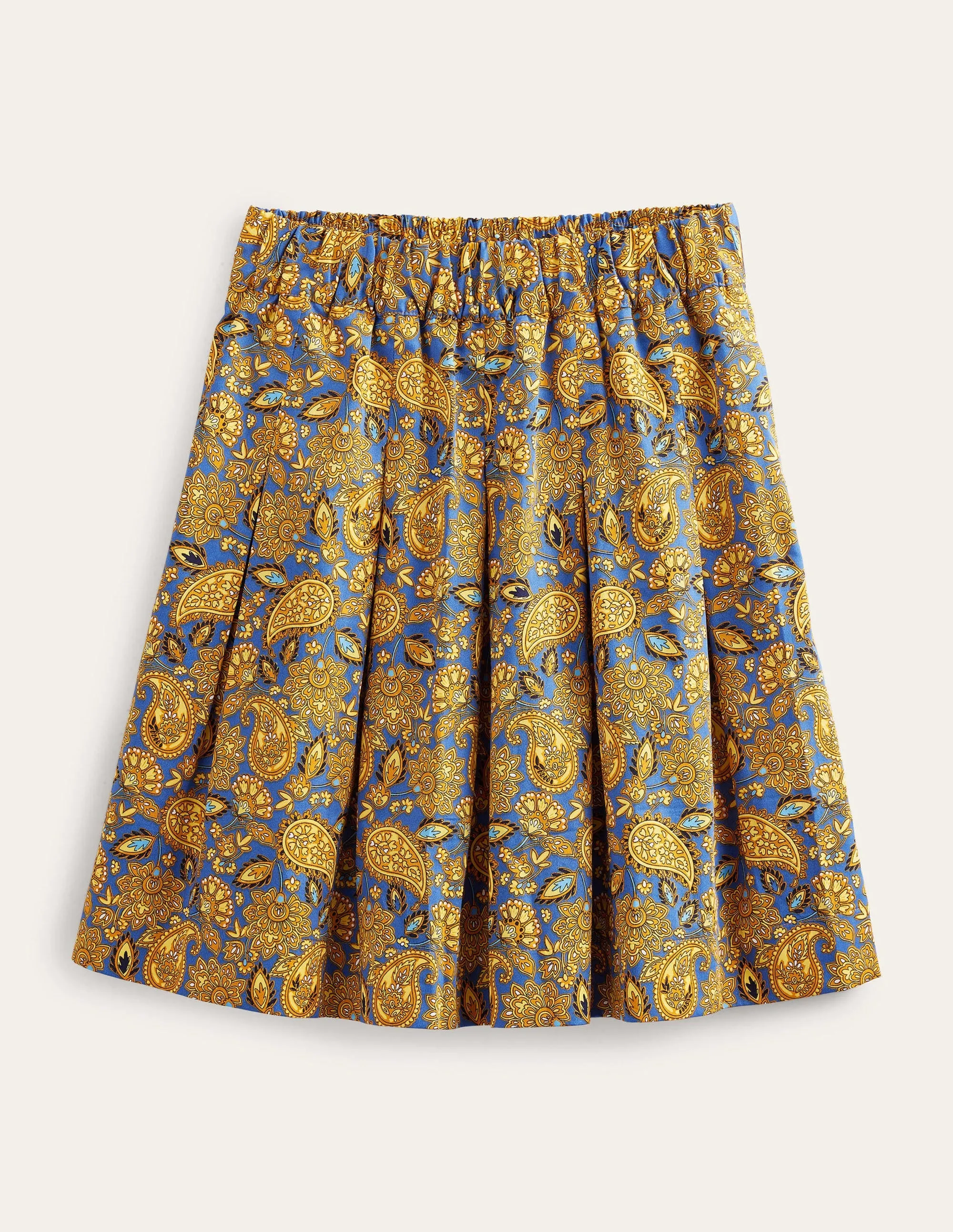Pleated Cotton Skirt-Harvest Gold, Paisley Terrace