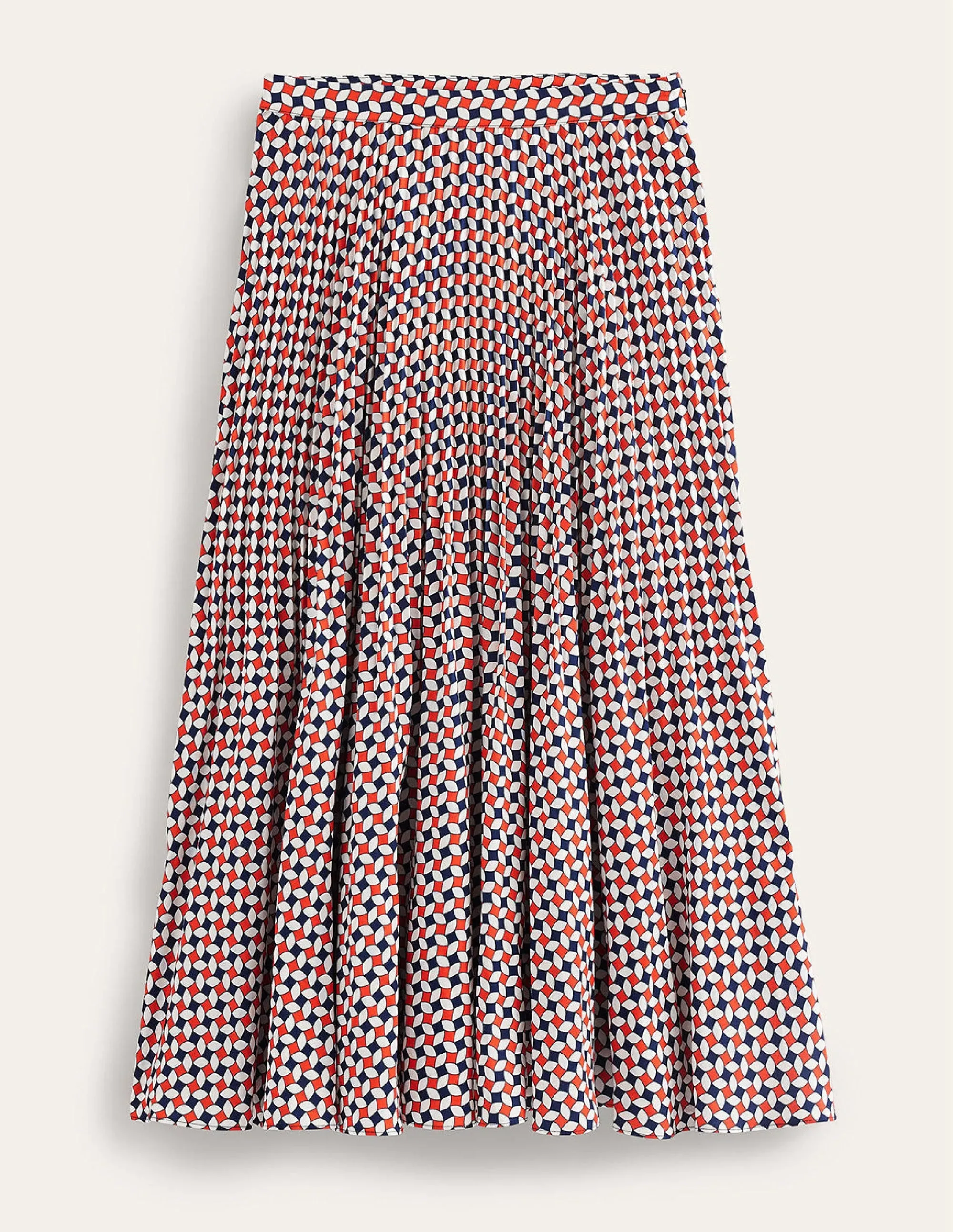 Pleated Midi Skirt-Fiesta Orange, Diamond