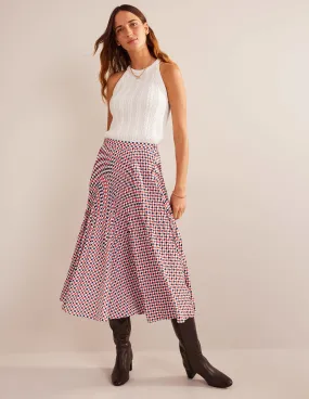 Pleated Midi Skirt-Fiesta Orange, Diamond