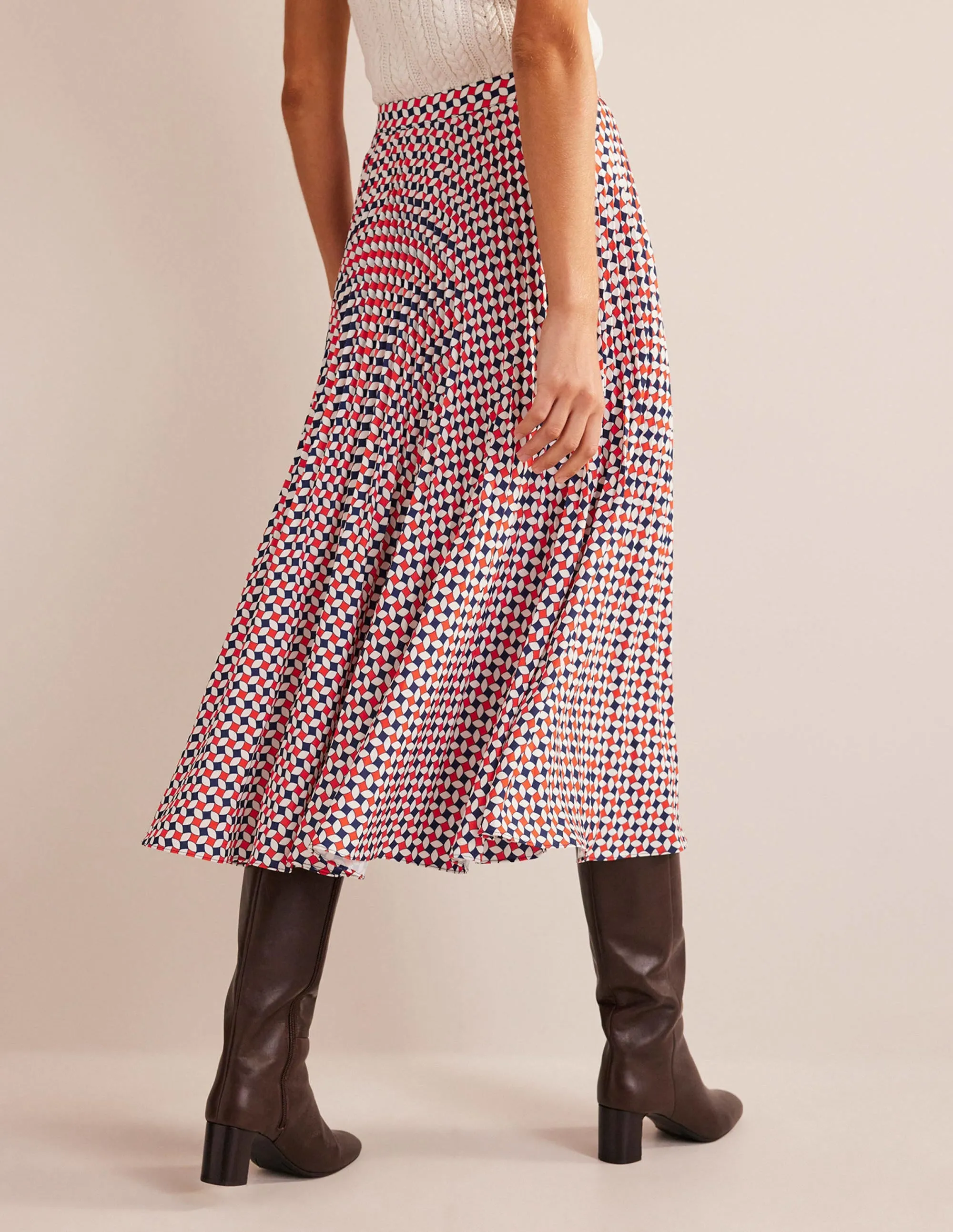Pleated Midi Skirt-Fiesta Orange, Diamond