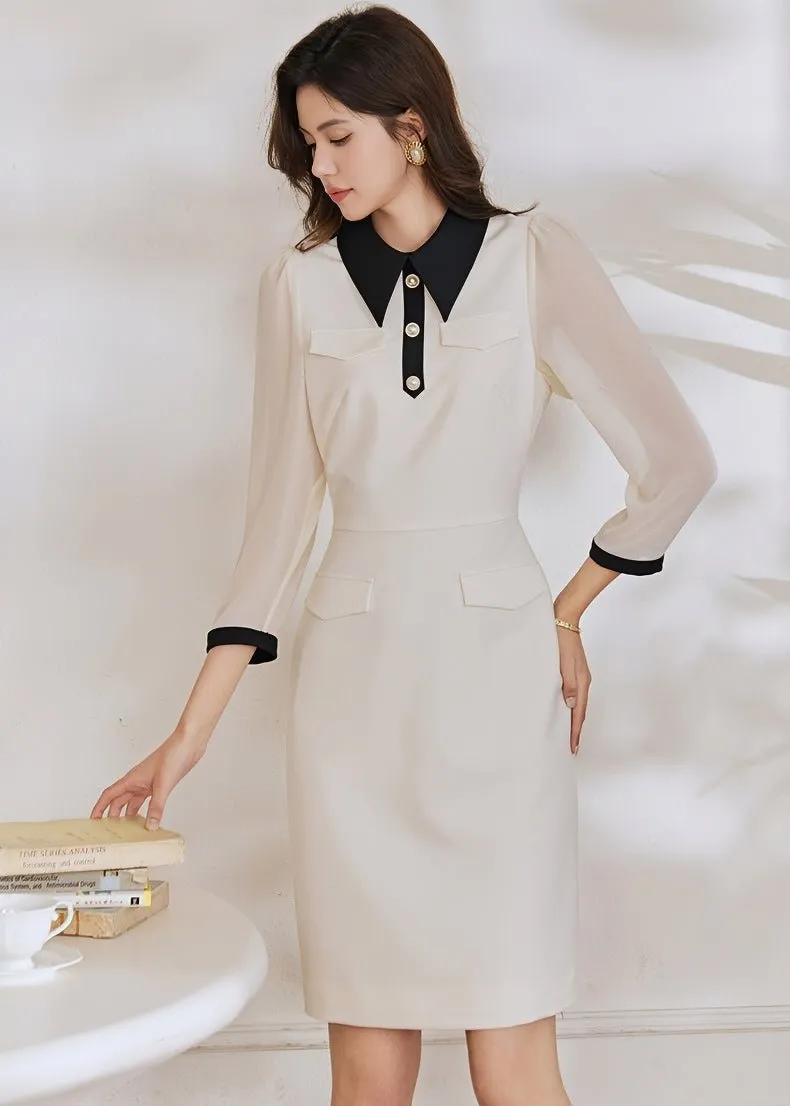 POLO COLLAR CHIFFON DRESS