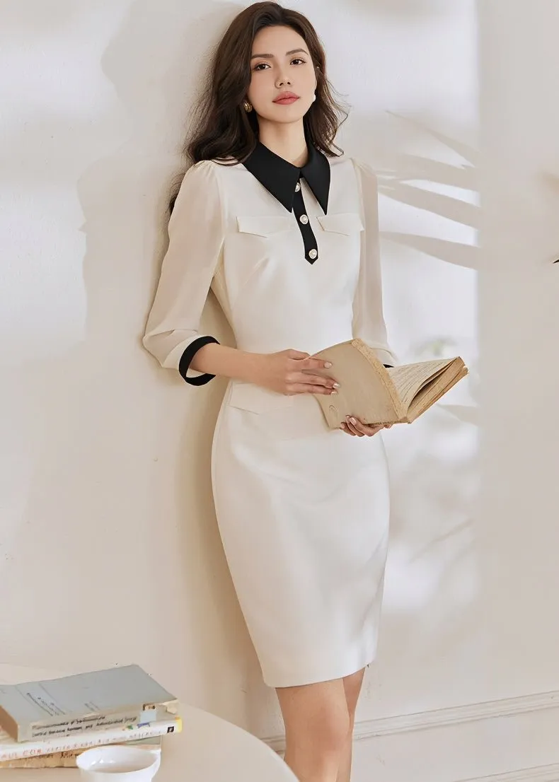 POLO COLLAR CHIFFON DRESS