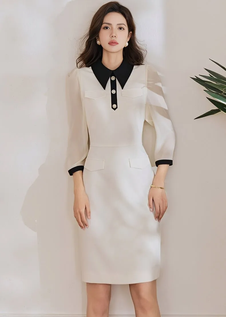 POLO COLLAR CHIFFON DRESS