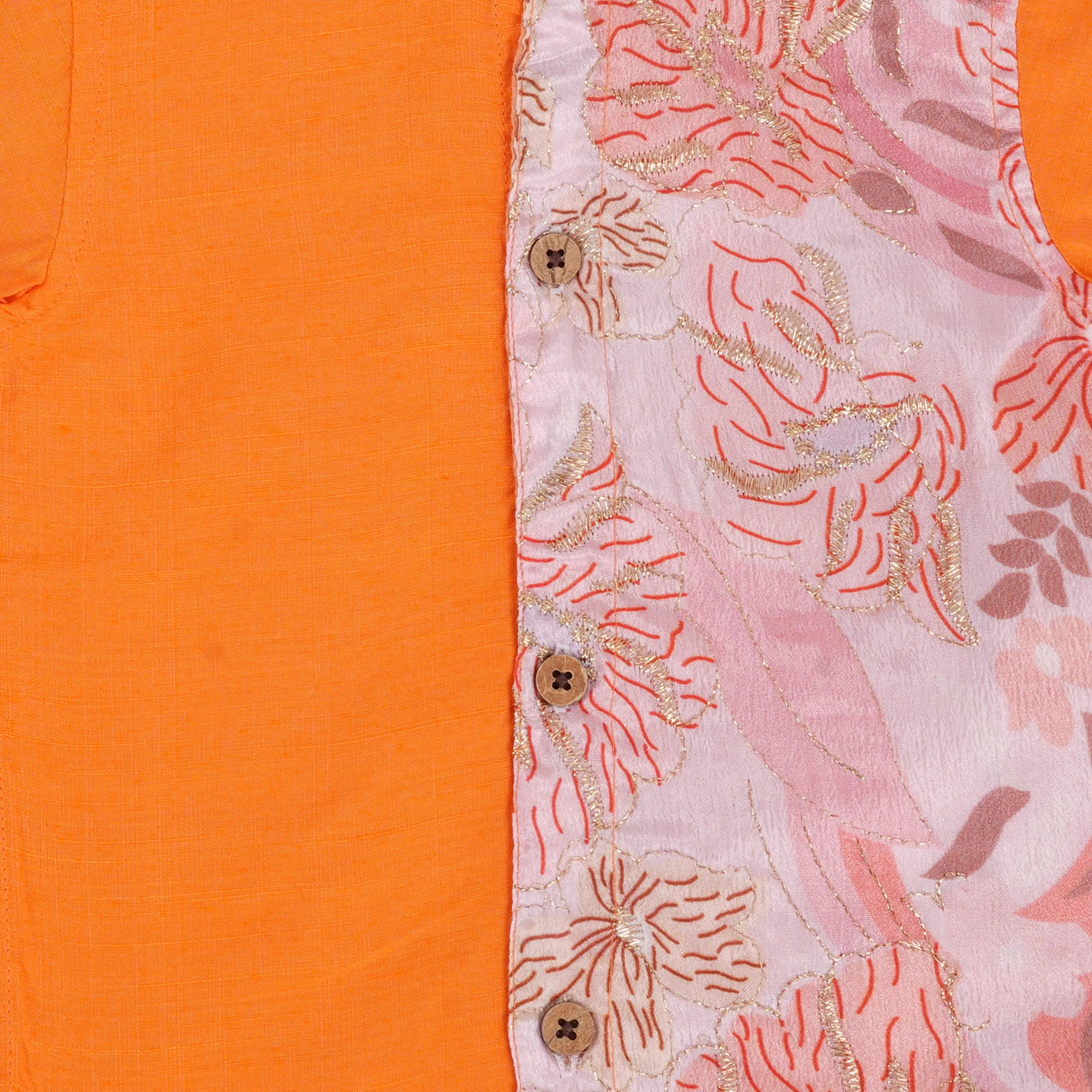 Radiant Orange Charm – Artistic Embroidery Design Shirt