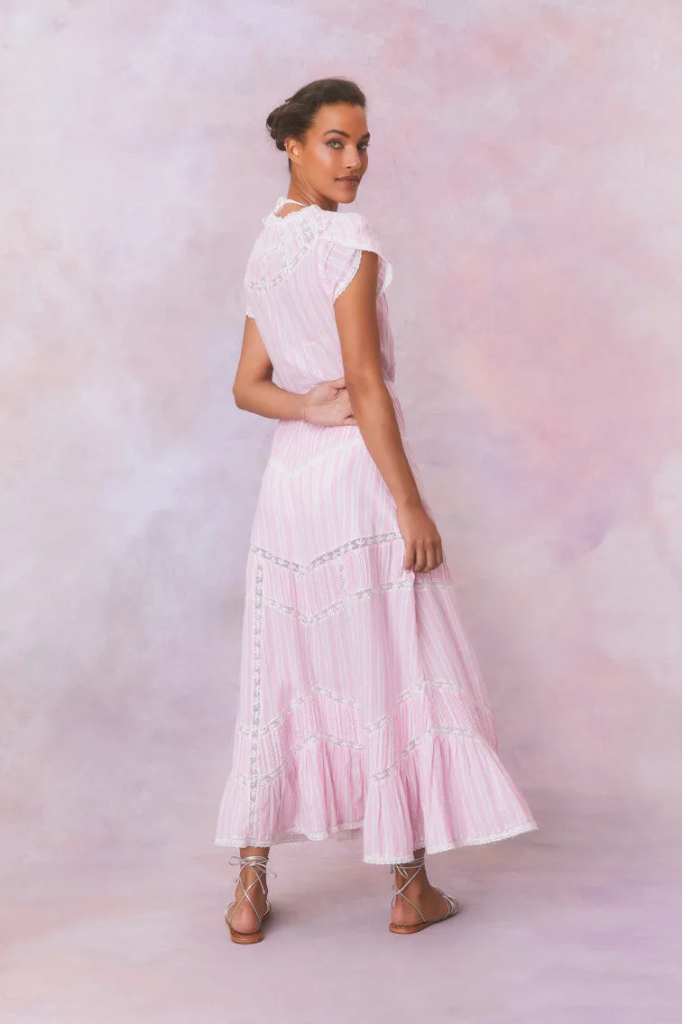 Remi Cotton Stripe Maxi Dress- CAPTIVA PINK