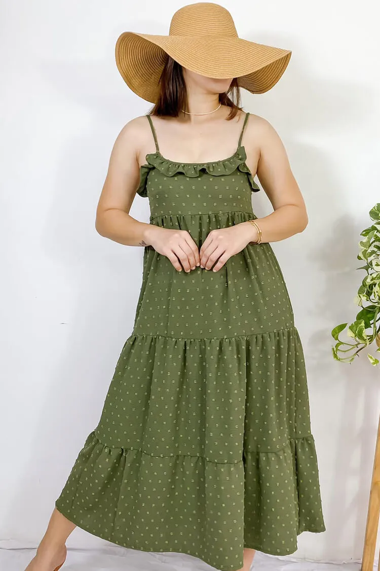 Riza Swiss Dot Ruffle Dress