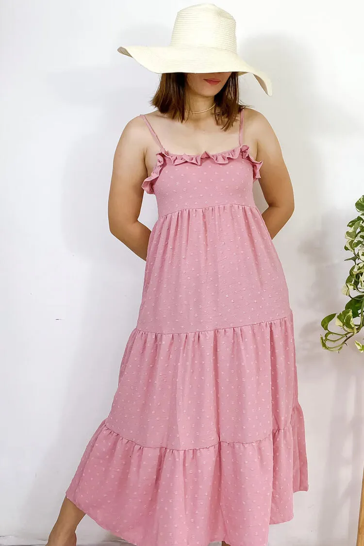 Riza Swiss Dot Ruffle Dress